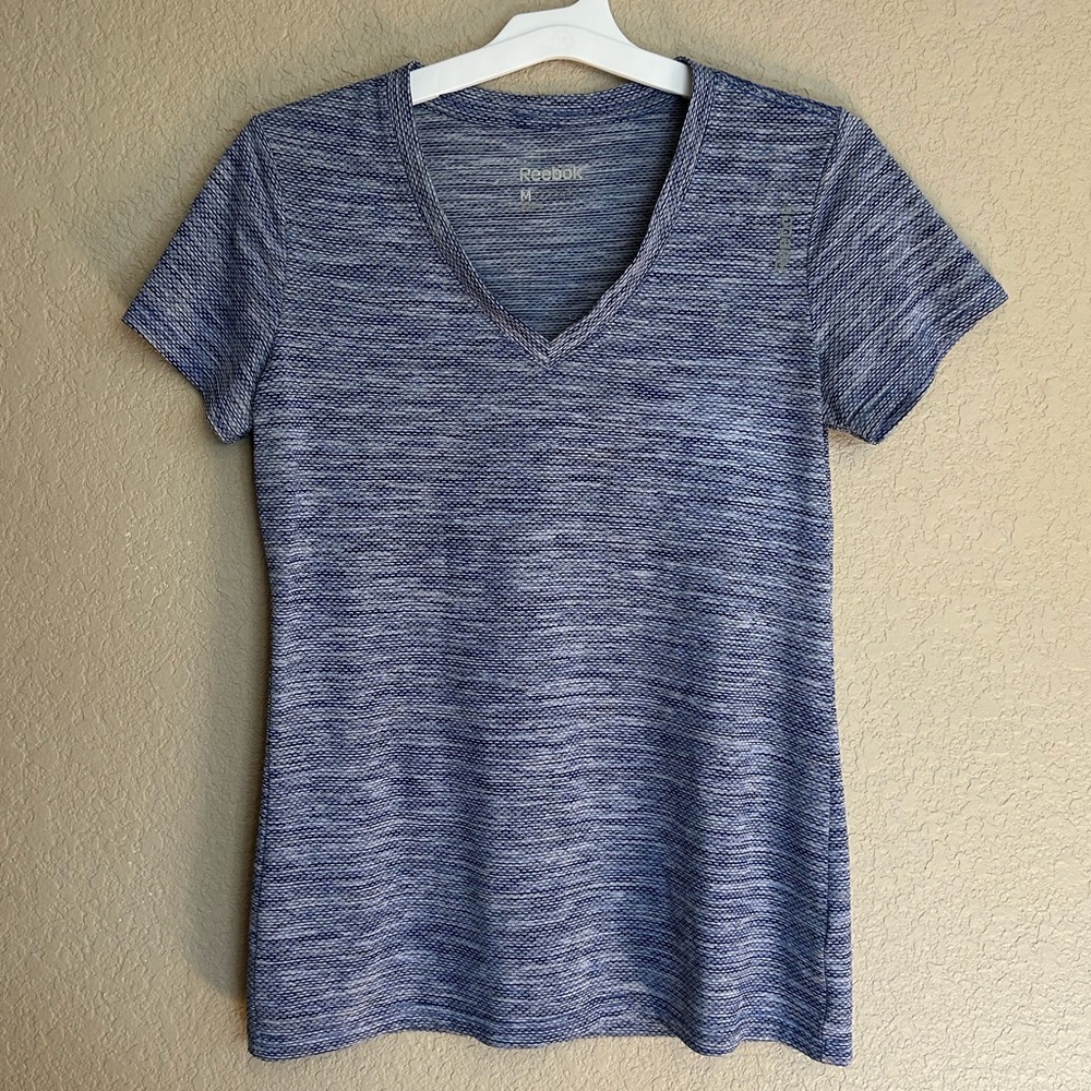 Blue Heather Patterned Workout Tee Size M Reebok